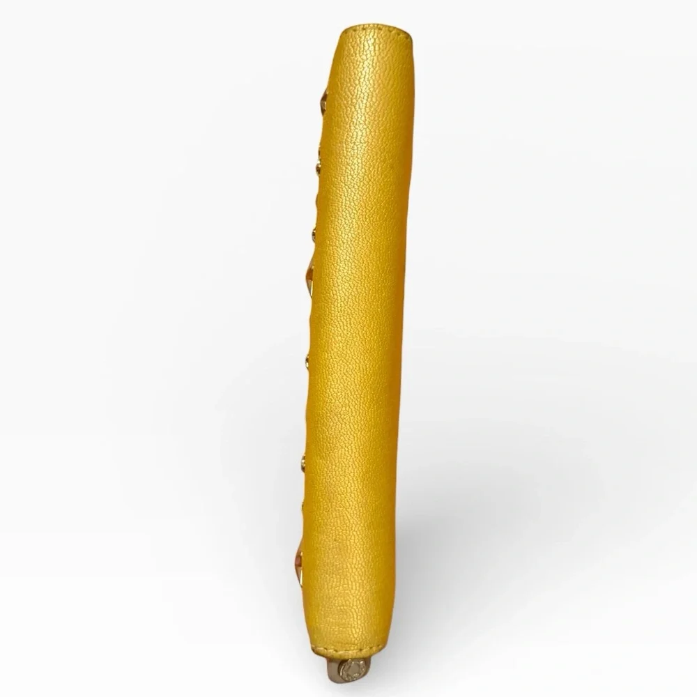 Jimmy Choo Nino Crystal Star-Studded Pearlized Yellow Leather Wallet and COA - Picture 8 of 17